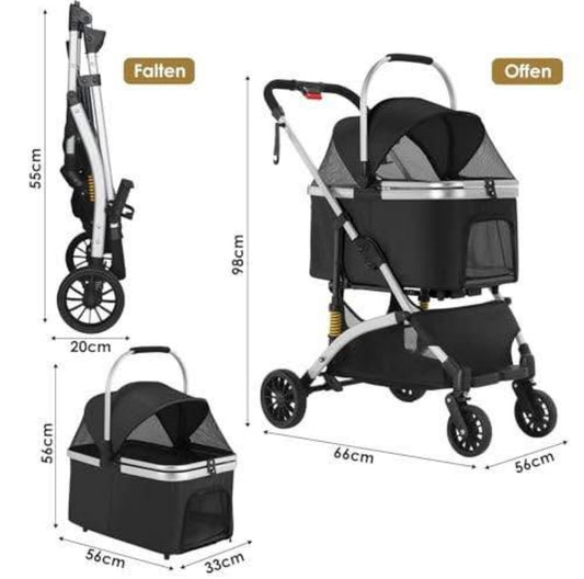 3 in 1 Pet Stroller Pet Carrier for Dogs and Cats, up to 20 kg