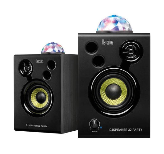 Hercules DJSpeaker 32 Party | 15-Watt RMS monitor speakers with tempo-synced light show