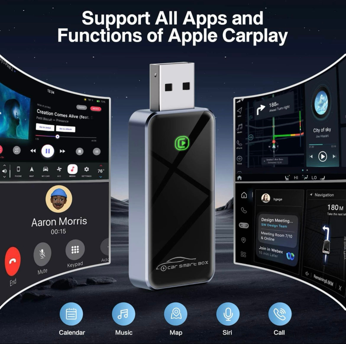 Wireless Carplay Adapter uk for Apple Devices, [2024 Upgrade] USB CarPlay