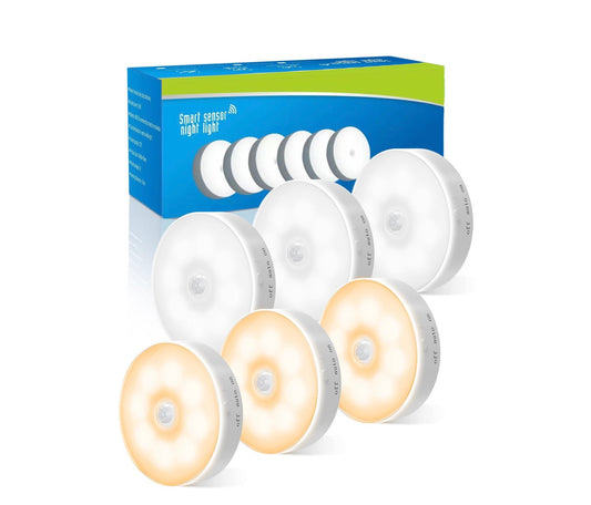 Motion Sensor Lights Indoor, 6 Pack Cupboard Light, Stair Lights Night Light, 3 Modes