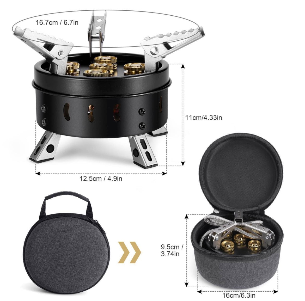 Odoland Camp Stove Foldable Gas Cooking Stove External Ignition with Screw-In Adapter