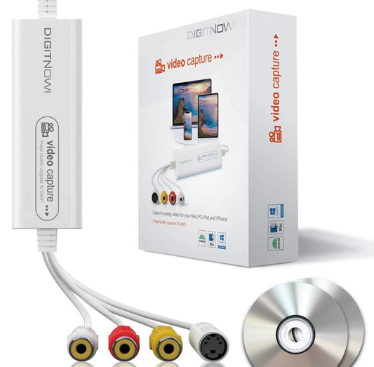 DIGITNOW! USB 2.0 Video Capture Card, VHS VCR TV to DVD Converter, Support for Mac OS X PC Windows 7