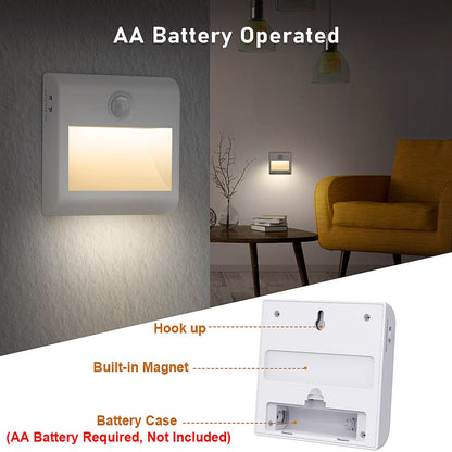 Pupow LED Night Light Battery [Pack of 2] with Motion Sensor, AUTO/ON/OFF