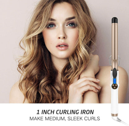 Hoson - Professional 1-inch curling iron, tube with professional tourmaline ceramic coating