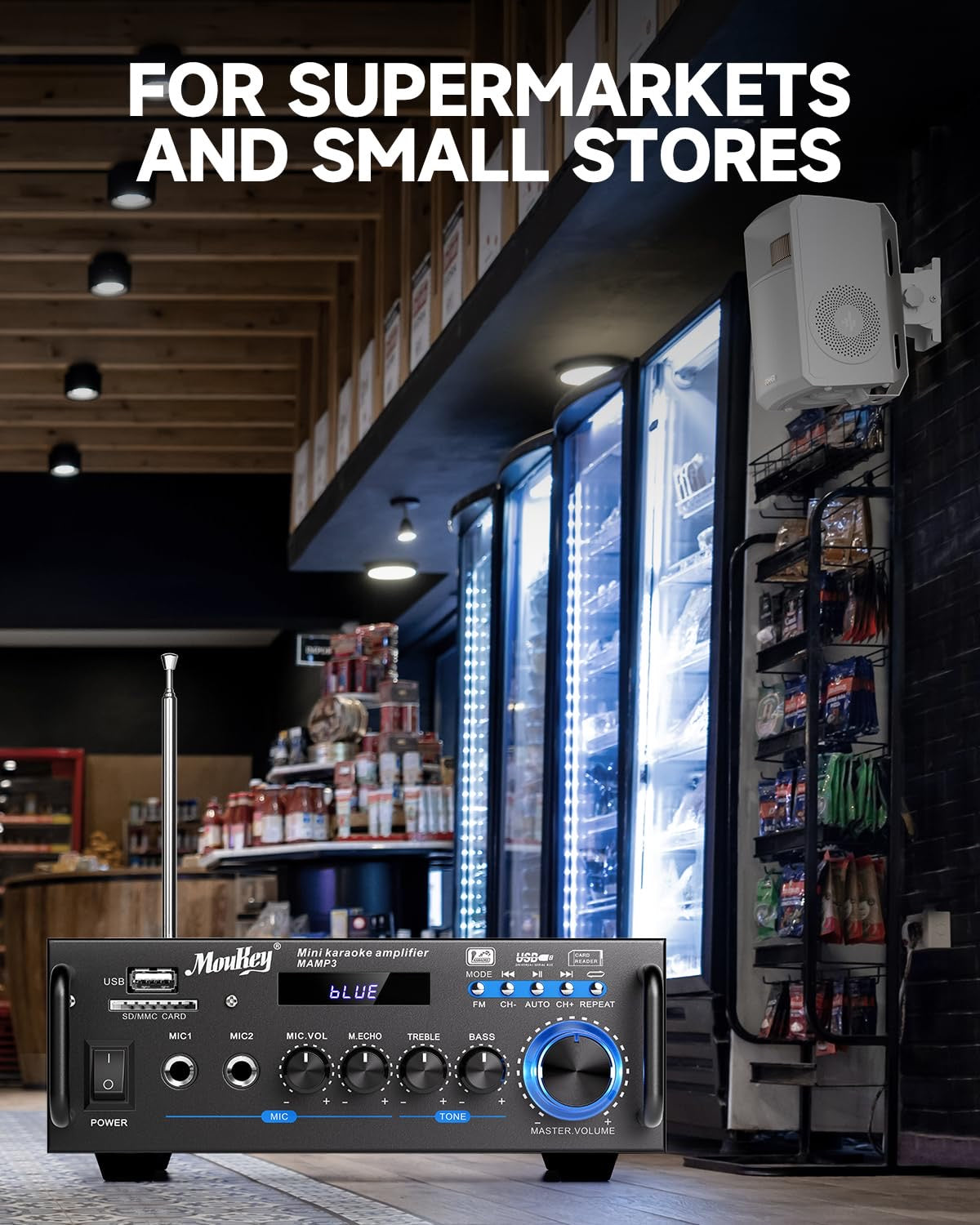 Moukey 2.0 Channel Stereo Bluetooth 5.0 Karaoke Amplifier, 300W