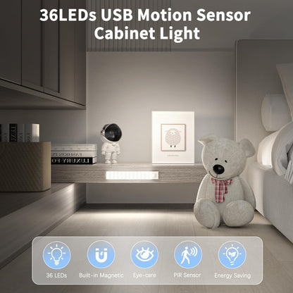 OUILA 2 Pack 36 LED Lights 1000mAh Magnetic USB Rechargeable Motion Sensor Lights