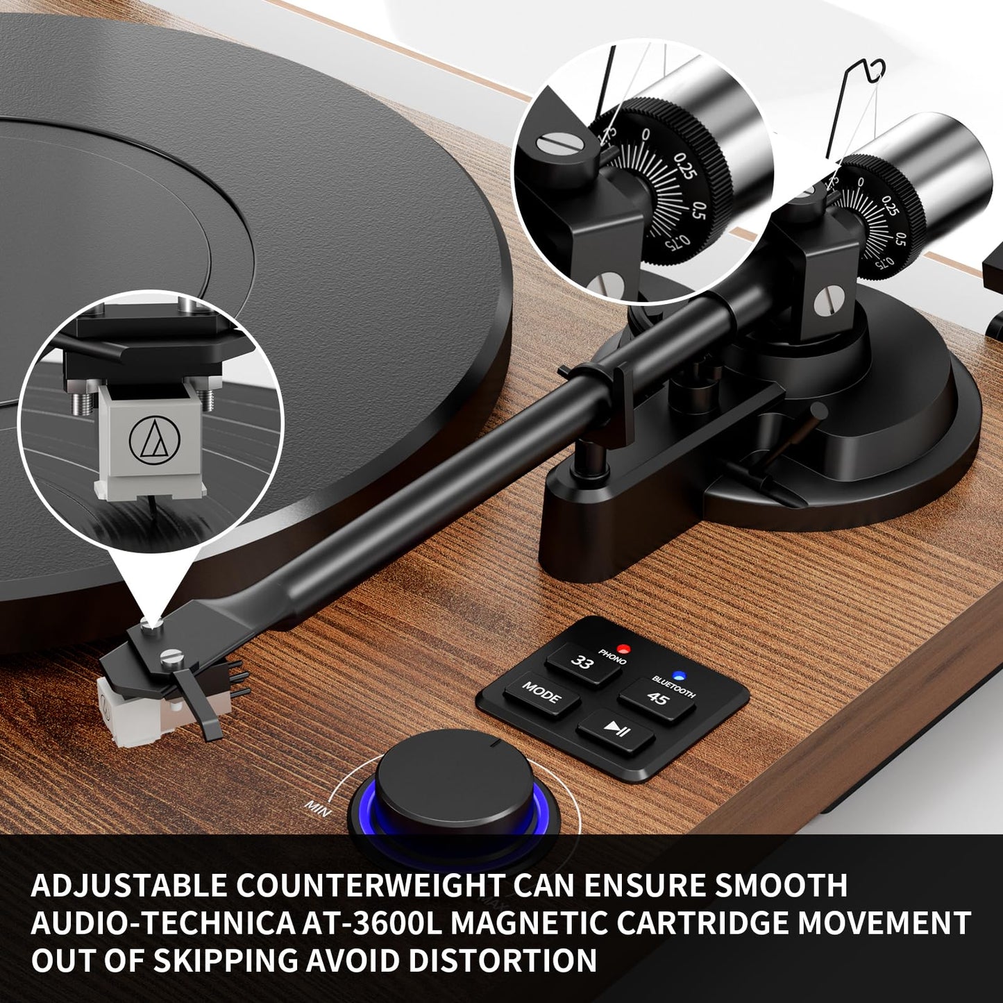 DIGITNOW! Bluetooth Record Player Wireless Turntable HiFi System