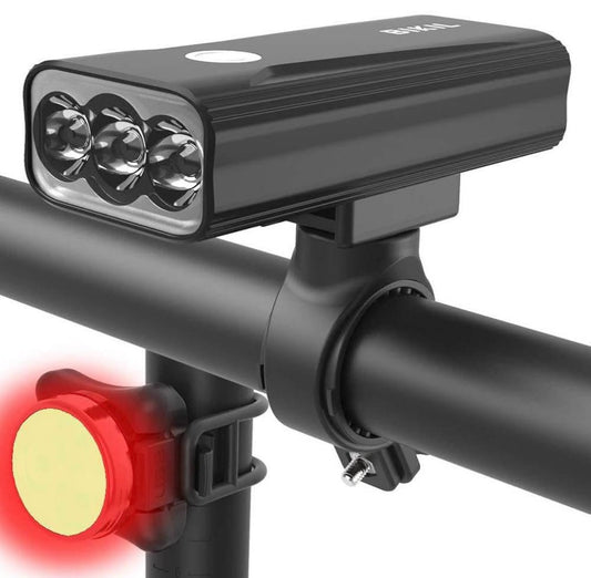 BIKIL Bike Lights Set Front and Back, USB C Rechargeable 6400 mAh Super Bright 2400 Lumen