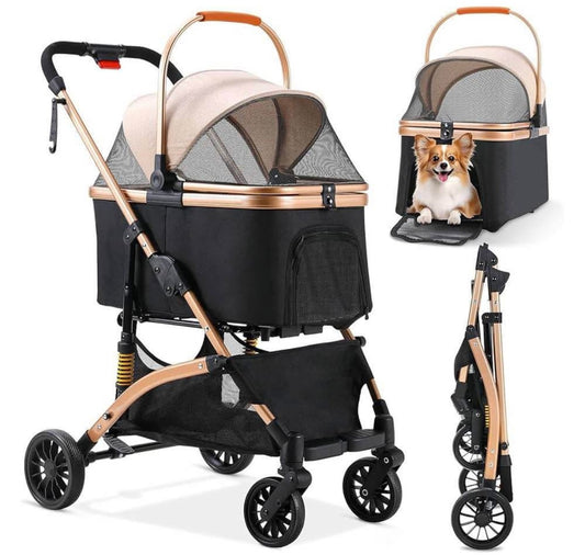 Dog Stroller, Foldable Pet Stroller, 3 in 1 Dog Cat Pushchair