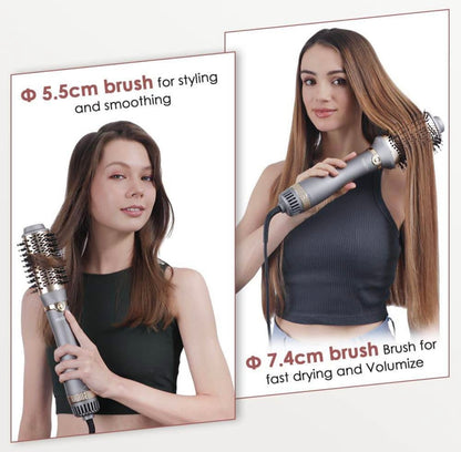 Hair Dryer Brush, One-Step Blow Dryer Brush and Volumizer, Hot Air Brush with 2 Brush Heads