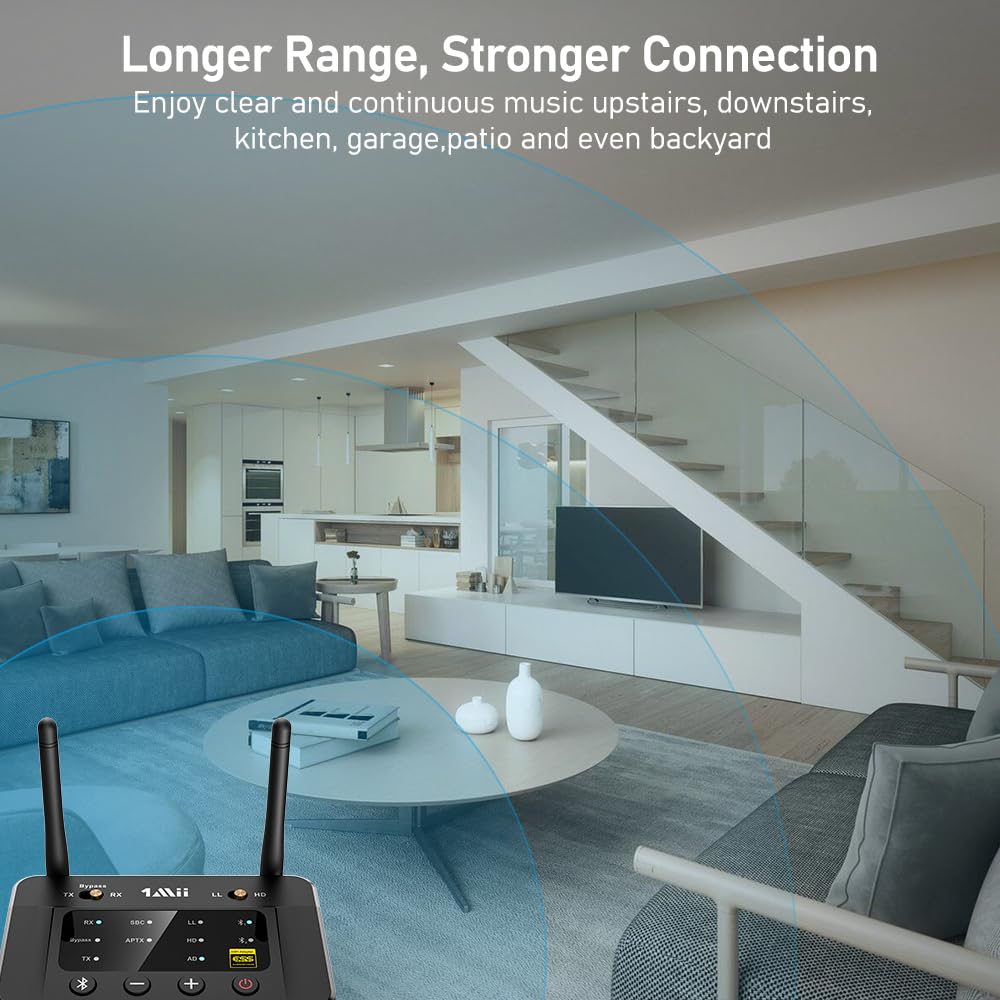 1Mii B03Pro Bluetooth 5.3 Transmitter Receiver for Home Stereo TV