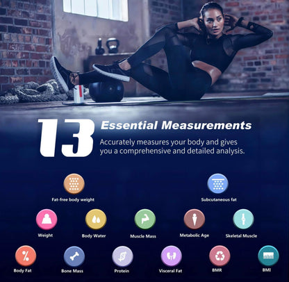 Body Fat Scale, Personal Scale, Digital Scale, 26 x 26 cm, Digital Body Scales with App 180 kg / 400