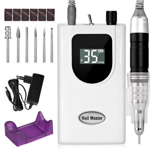 Electric Nail Drill 35000 rpm Rechargeable Professional Nail File Manicure Pedicure