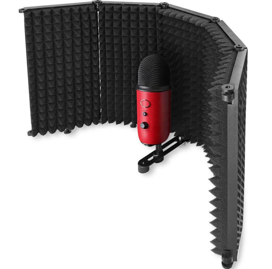 Mic Isolation Shield - Portable Studio Acoustic Sound Shield with Absorbing Foam for Microphone