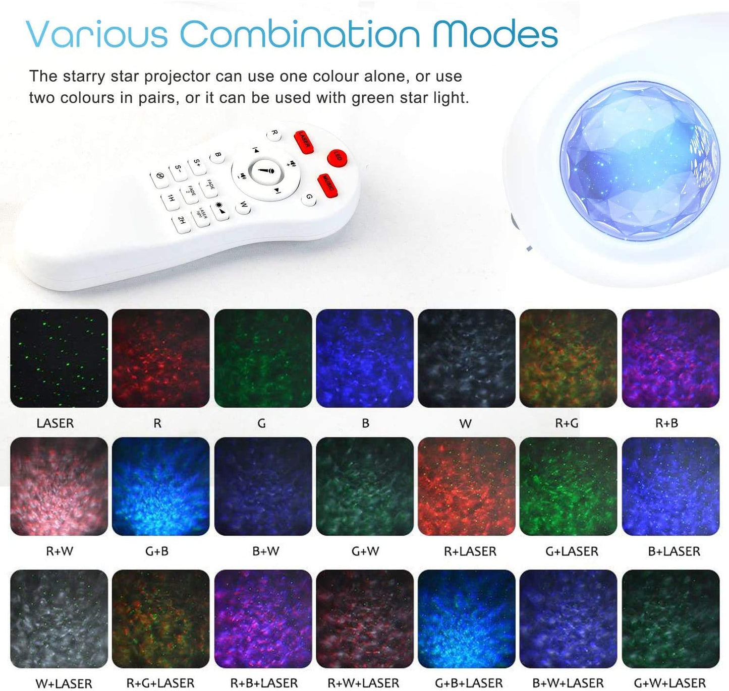 Galaxy Star Projector, WiFi Star Light Projector Work with Alexa Google Assistant, 10 Colors 27 Modes