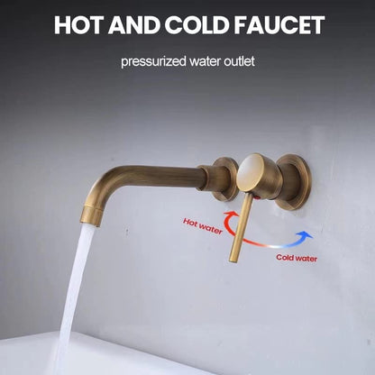 imiiHO 011 Wall-Mounted Basin Faucet, Bronze, Brass, Brushed, Bathroom tap