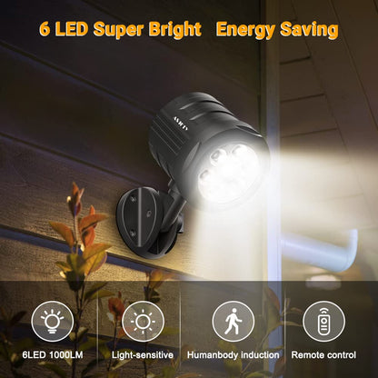Outdoor Motion Sensor Light Battery Operated 6ASOFTY 1000 Lumens Wireless with Remote Control