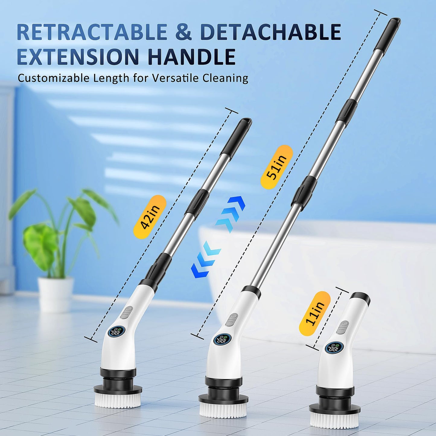 Electric Spin Scrubber, Full-Body IPX7 Waterproof Cordless Power Cleaning Brush