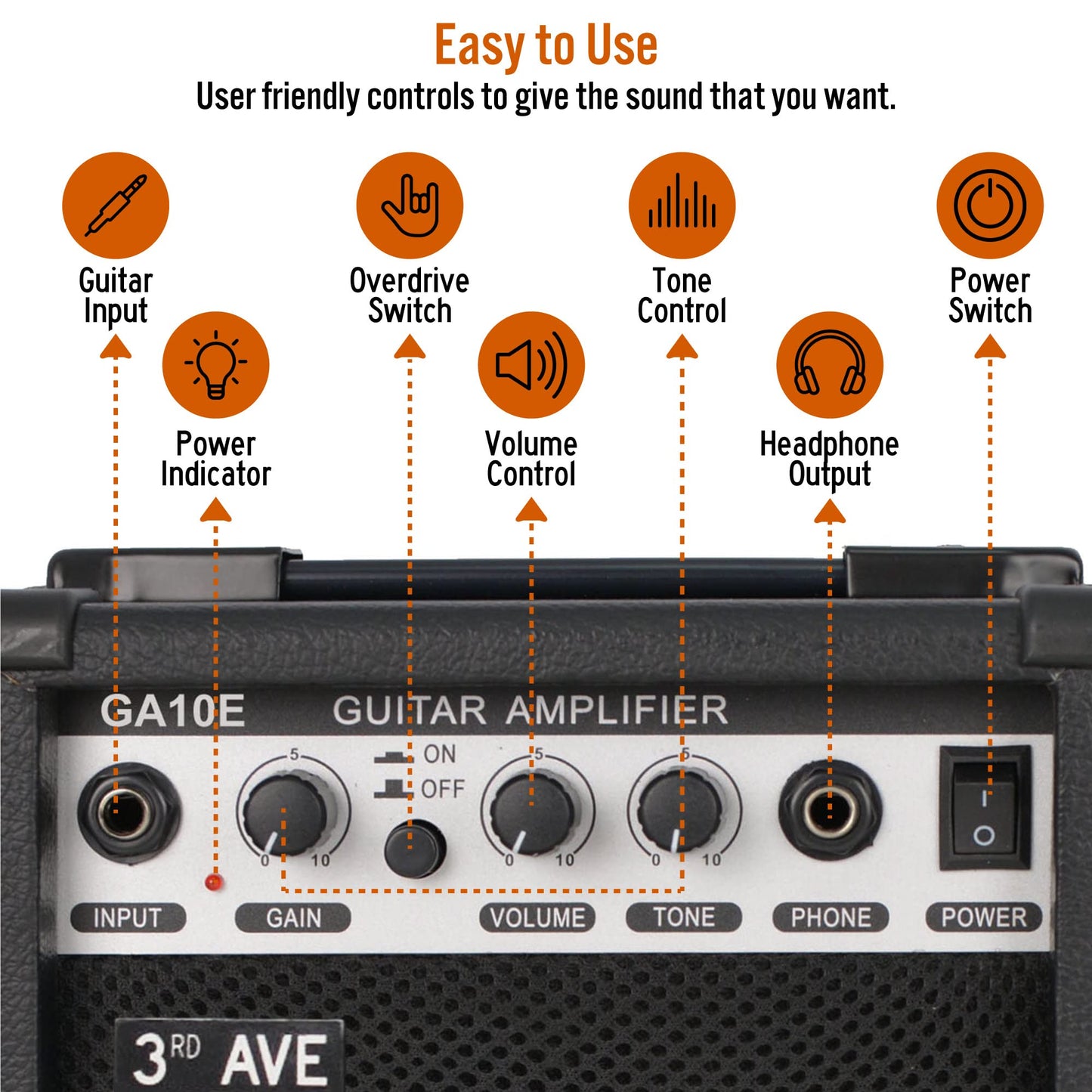 3rd Avenue 15W Guitar Amplifier with Headphone Output