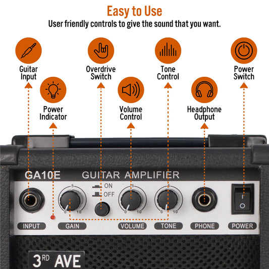 3rd Avenue 15W Guitar Amplifier with Headphone Output