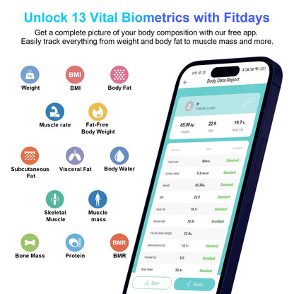 Healthkeep Scales for Body Weight with App 13 Body Composition Metrics