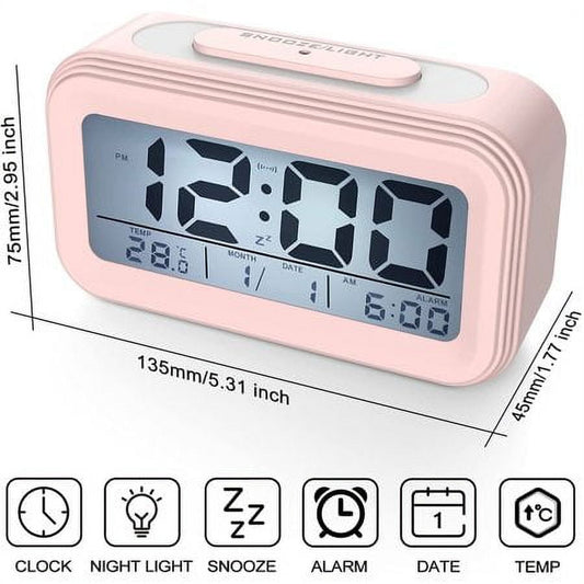 Silent Digital Alarm Clock for Kids & Adults