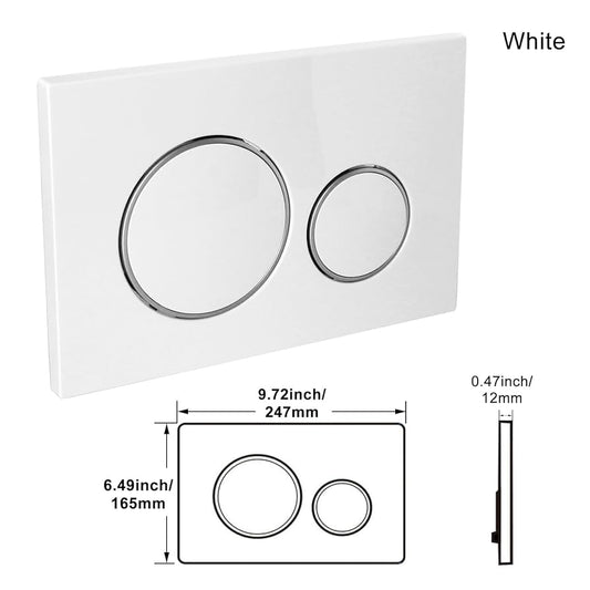 Toilet Flush Knob Dual Flush Plate, White 24.6x16.4 x1.2 cm
