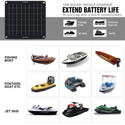 ECO-WORTHY 10W Solar Car Battery Charger Maintainer 12V Waterproof