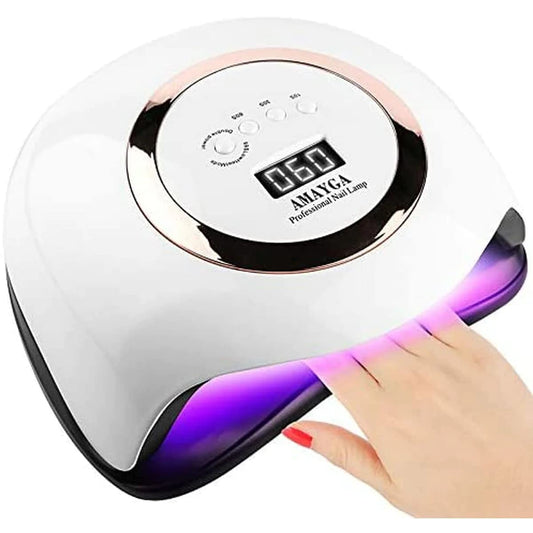 Amayga 168W LED Nail Dryer for Gel Nail Polish Car Sensor Curing Lamp with 4 Timer Settings for Nails and Nails