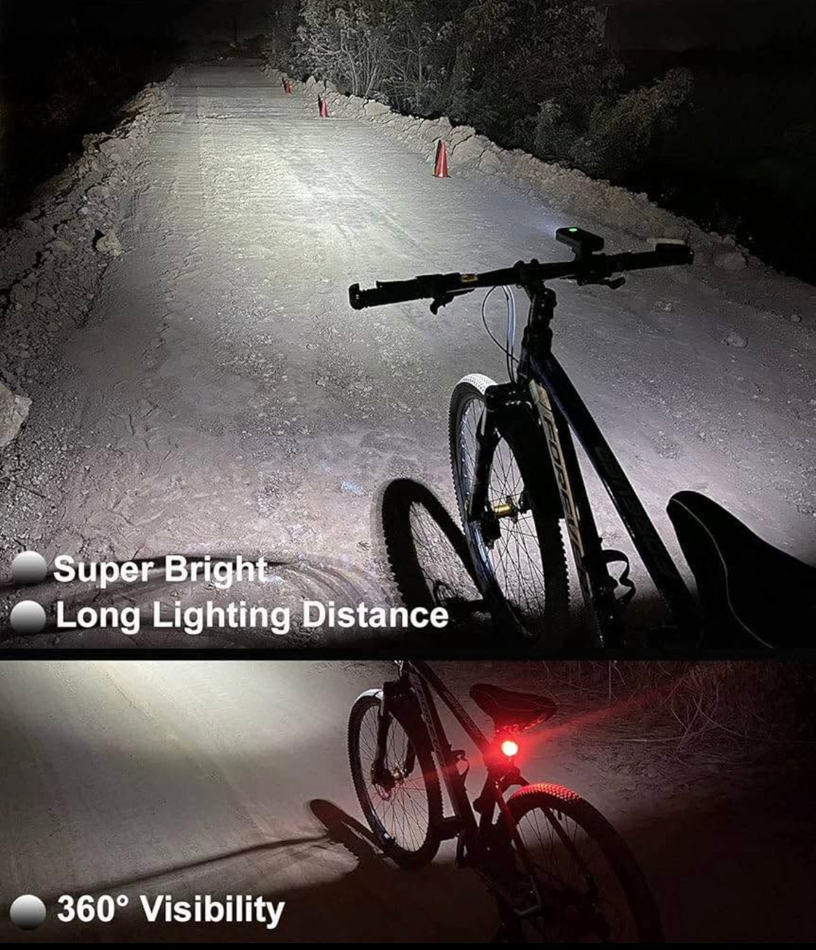 BIKIL Bike Lights Set Front and Back, USB C Rechargeable 6400 mAh Super Bright 2400 Lumen