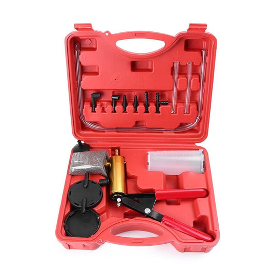 GZYF Automotive Handheld Vacuum Pump Test Set with Brake Bleeder Kit Adapters Vacuum Gauge Hose Connector