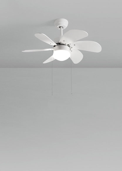 CREATE Windasy, ceiling fan, white, reversible natural wood blades with lighting, 53 W, quiet, diameter 86 cm