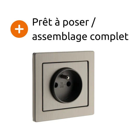 2P+T flush-mounted stainless steel Art'Flat socket - Zenitech