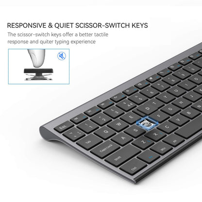 Jelly Comb Rechargeable Wireless Keyboard and Mouse Set, Bluetooth