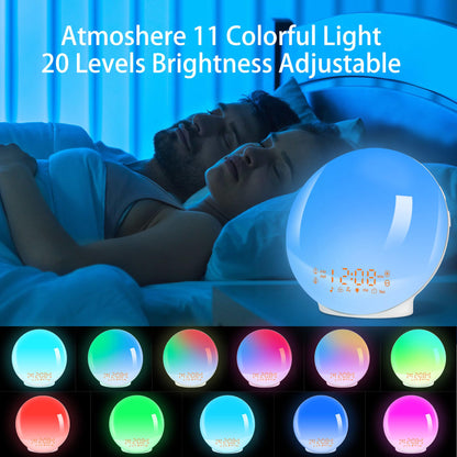 Sunrise Alarm Clocks, Wake Up Light with Sunrise/Sunset Simulation Dual Alarms