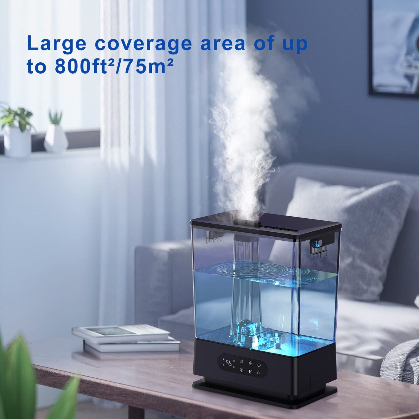 JS06 Ultrasonic Humidifier 6L, Adjustable Humidity, Two 360° Rotating Steam Nozzles