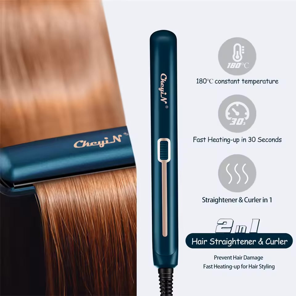 CkeyiN-Portable and curly mini hair straightener, flat iron, 2 in 1
