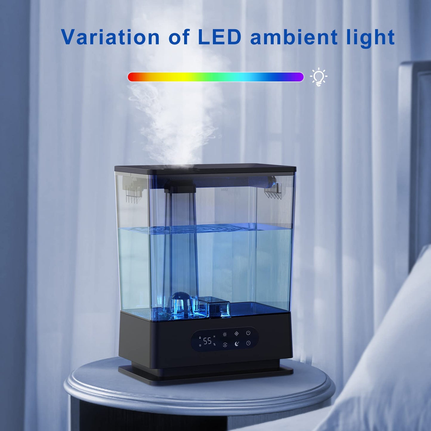 JS06 Ultrasonic Humidifier 6L, Adjustable Humidity, Two 360° Rotating Steam Nozzles