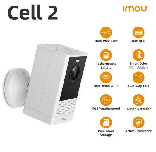 IMOU Cell 2 4MP BatteryCamera Wireless Dual Band Wifi Durable Waterproof Full Colour