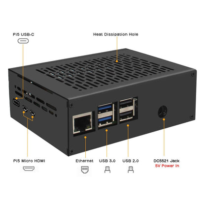 Geekwrom X1011-C1 PCIe Metal Case for Raspberry Pi 5 & X1011 PCIe to Quad NVMe Shield