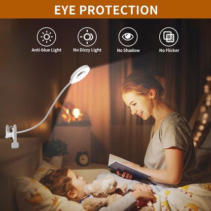 iZELL Book Light, Clip on Reading Light with Flexible Gooseneck, Dimmable LED Lamparas Clamp on Work white