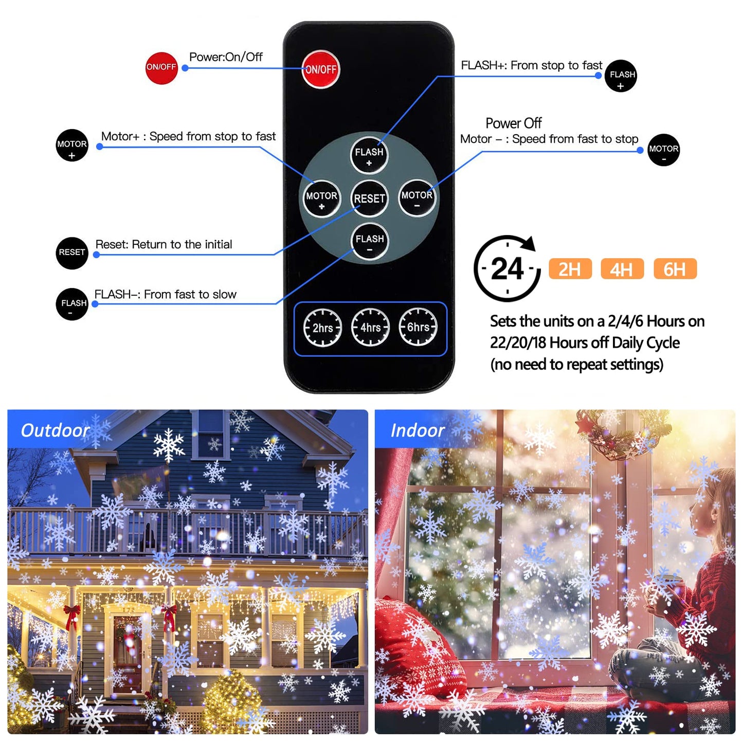 AETKFO Snowflake Projector Lights