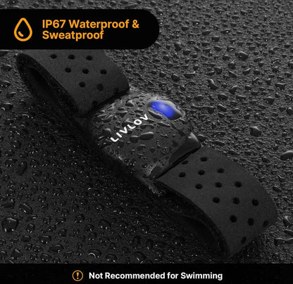 LIVLOV V9 Bluetooth ANT+ Heart Rate Monitor Armband, HRM Sensor IP67 Waterproof