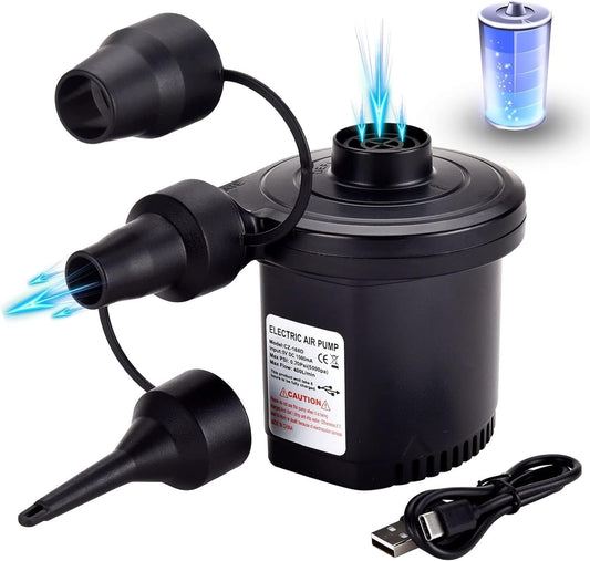 Electric Air Pump for Inflatables, 4000mAH Rechargeable Battery Powered Air Mattress Pump