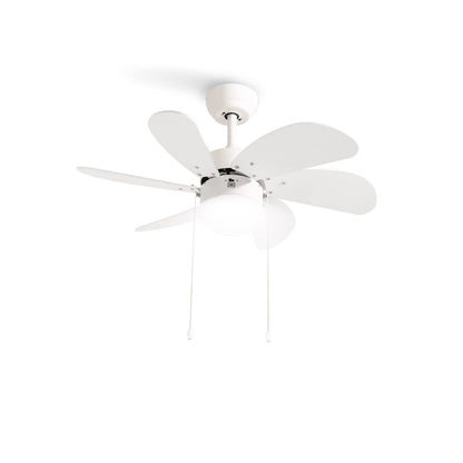 CREATE Windasy, ceiling fan, white, reversible natural wood blades with lighting, 53 W, quiet, diameter 86 cm