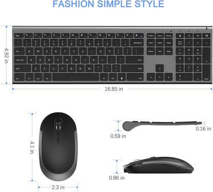 Jelly Comb Rechargeable Wireless Keyboard and Mouse Set, Bluetooth
