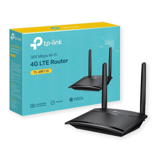 TP-Link TL-MR110 4G LTE WiFi Router N300Mbps, 4G CAT4 Speed Up to 150Mbps, 4G SIM Box, 4G Modem
