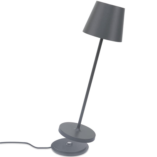 K-Bright LED Table Lamp with Contact Charging Base 2W 3000K Rechargeable IP54 Outdoor/Indoor Dark Grey