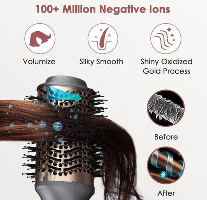 Hair Dryer Brush, One-Step Blow Dryer Brush and Volumizer, Hot Air Brush with 2 Brush Heads