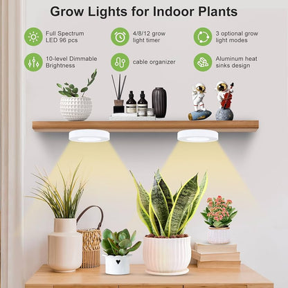 Grow Light for Indoor Plants, 96 LED Full Spectrum Plant Lights with Auto On/Off Timer (4/8/12H)